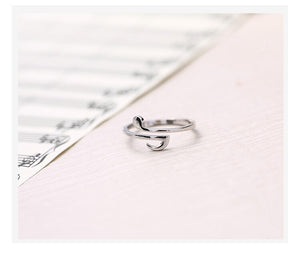 925 Sterling Silver Eighth Note Ring