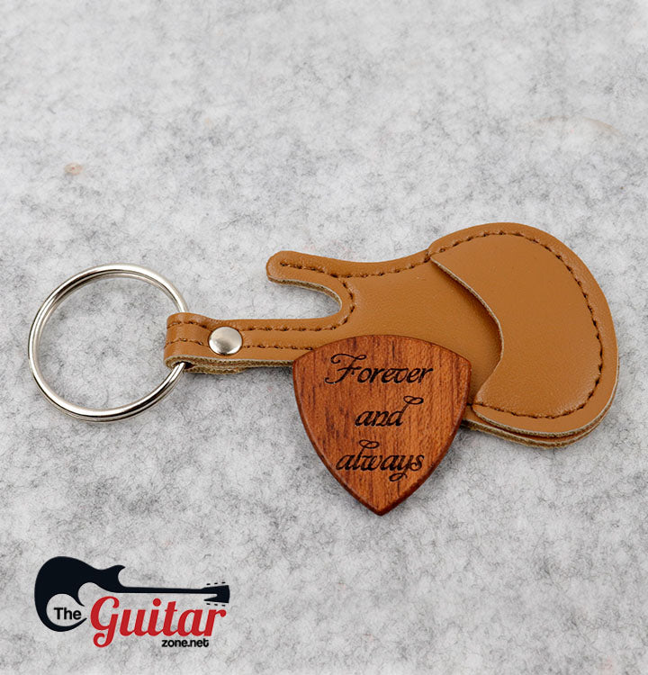 Beautiful Customized Wood Pick + Guitar Keychain Holder