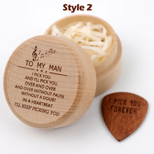 To My Man, I Pick You Round Wooden Guitar Box With Pick