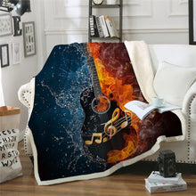 Fire And Water Guitar Bass Sherpa Blanket