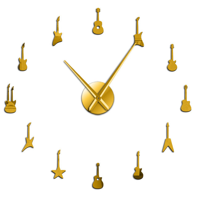 Guitar DIY Frameless Giant Wall Clock