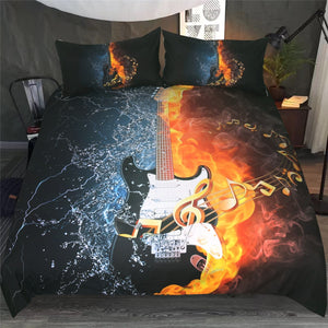 Fire and Water Electric Guitar Bedding Set