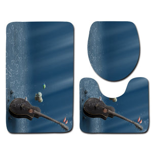 Guitar Pattern Bathroom Mat Set