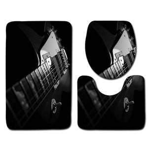 Guitar Pattern Bathroom Mat Set