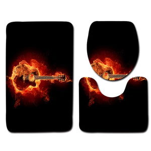 Guitar Pattern Bathroom Mat Set