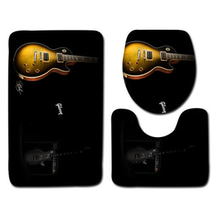 Guitar Pattern Bathroom Mat Set
