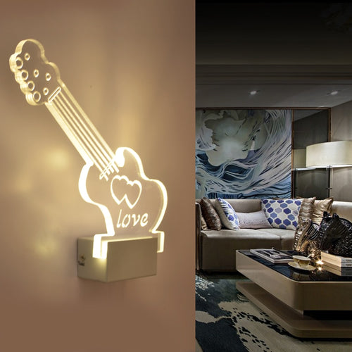 Guitar 3D Illusion Wall Lamp
