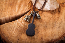 Long Rope Chain Wooden Guitar Pendant