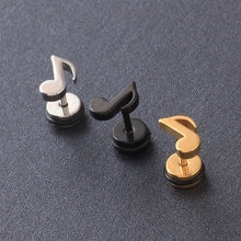 Titanium Steel Music Note Stud Earrings