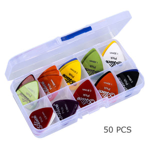 50pcs guitar picks + 1 Clear Plastic Storage Box