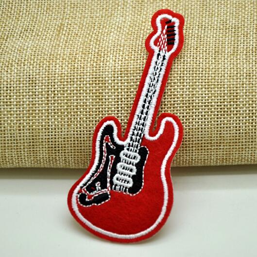 Red Guitar Embroidered Patch