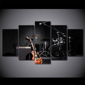 HD Printed Music Instruments 5 Pieces Canvas Painting