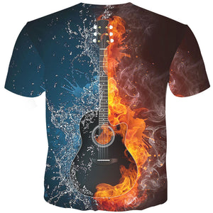 Water and Fire T-Shirt Guitar