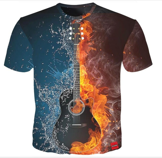 Water and Fire T-Shirt Guitar