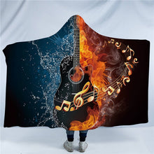 Fire and Water Hooded Blanket Guitar Sherpa Fleece