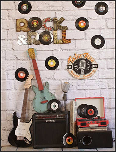 Music Band Disc Rock&Roll Guitar Wall Background