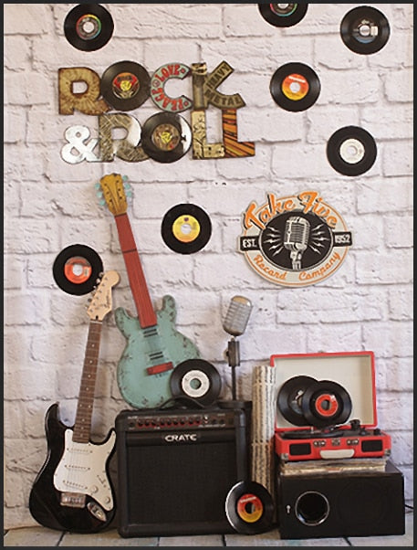 Music Band Disc Rock&Roll Guitar Wall Background