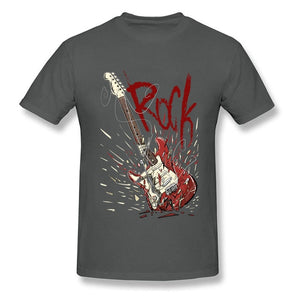 Rock Men Broken Guitar Print T-shirt