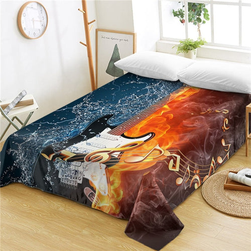 Fire And Water Music Guitar Bed Sheet