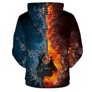 Fire and Ice Guitar Hoodie Sweatshirt