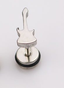 Cute Music Guitar Stainless Steel Stud Earrings