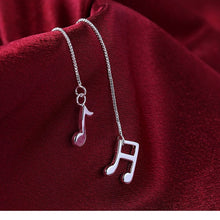 Musical Note Silver Drop Earrings